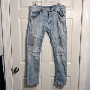 Divided by H&M Mid Rise Moto Skinny Jeans Men’s Size 36 Light Blue Denim